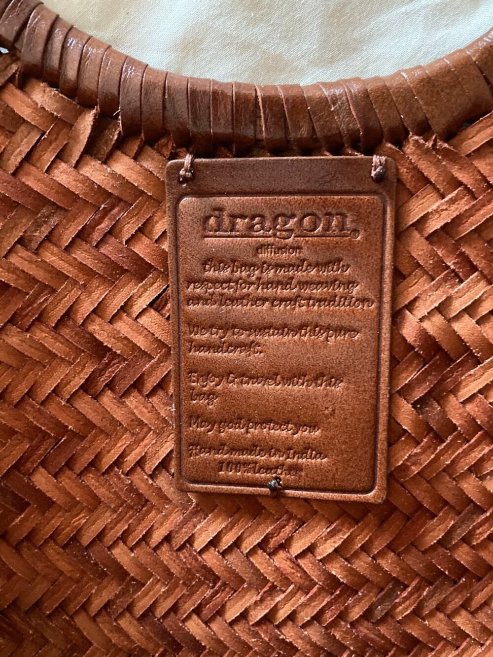 Nantucket Big Tan Dragon Diffusion Woven Basket Tote - Picture 6 of 6